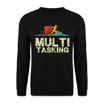 Multitâche Drôle Triathlon Rétro Vintage - Sweat-shirt Unisexe - noir - Devant - Alina (178cm) & Michal (187cm)