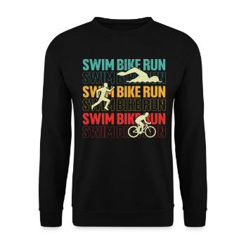 natation vélo course drôle triathlète rétro triathlon - Sweat-shirt Unisexe - noir - Devant - Alina (178cm) & Michal (187cm)