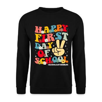 Bon premier jour de gardien d’école drôle - Sweat-shirt Unisexe - noir - Devant - Alina (178cm) & Michal (187cm)
