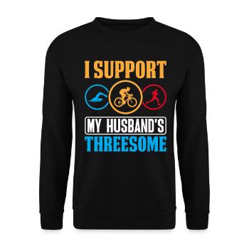 Je soutiens le trio de mon mari Rétro drôle - Sweat-shirt Unisexe - noir - Devant - Alina (178cm) & Michal (187cm)