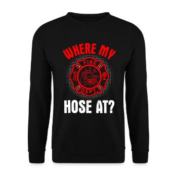 Où mon tuyau à la ligne rouge de lutte contre les incendies drôle - Sweat-shirt Unisexe - noir - Devant - Alina (178cm) & Michal (187cm)