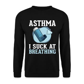Ich sauge beim Atmen graues Band entzündlich - Unisex Pullover - Schwarz - Vorne - Alina (178cm) & Michal (187cm)