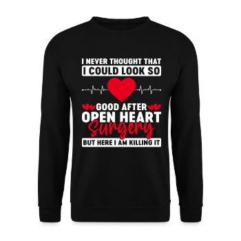 So Good After Open Heart Surgery Cardiac CABG - Unisex Sweatshirt - black - Front - Alina (178cm) & Michal (187cm)