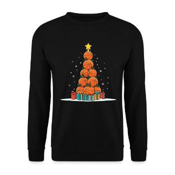 Basketball Christmas Xmas Tree Team Sports Dunk - Unisex Sweatshirt - black - Front - Alina (178cm) & Michal (187cm)