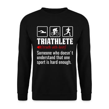 Triathlet Lustige Definition Schwimmen Rad Laufen - Unisex Pullover - Schwarz - Vorne - Alina (178cm) & Michal (187cm)
