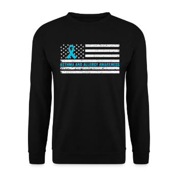 Sensibilisation à l’asthme et aux allergies Drapeau des États-Unis Ruban gris - Sweat-shirt Unisexe - noir - Devant - Alina (178cm) & Michal (187cm)