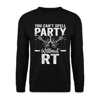 Man kann Party nicht ohne RT buchstabieren Lustig - Unisex Pullover - Schwarz - Vorne - Alina (178cm) & Michal (187cm)