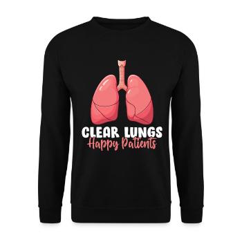 Poumons clairs Patients heureux Drôle RT Respiratoire - Sweat-shirt Unisexe - noir - Devant - Alina (178cm) & Michal (187cm)