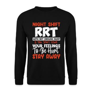 Night Shift RRT Pulmonologist Respiratory Therapy - Unisex Sweatshirt - black - Front - Alina (178cm) & Michal (187cm)