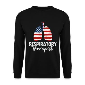 Inhalothérapeute USA Drapeau Santé pulmonaire Drôle - Sweat-shirt Unisexe - noir - Devant - Alina (178cm) & Michal (187cm)