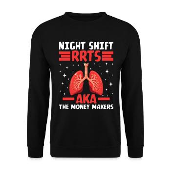 Night Shift RRTS Funny Pulmonary Respiration - Unisex Sweatshirt - black - Front - Alina (178cm) & Michal (187cm)