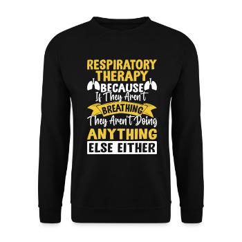 Wenn sie nicht atmen Atemtherapeut - Unisex Pullover - Schwarz - Vorne - Alina (178cm) & Michal (187cm)