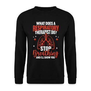 Funny Respiratory Therapist Lung Health - Unisex Sweatshirt - black - Front - Alina (178cm) & Michal (187cm)