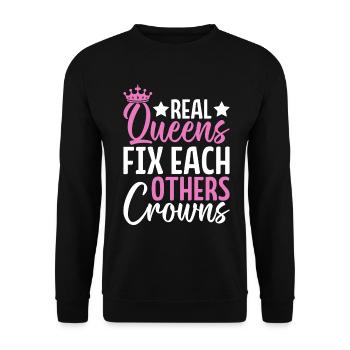 De vraies reines se fixent mutuellement Couronnes Glitz Glam - Sweat-shirt Unisexe - noir - Devant - Alina (178cm) & Michal (187cm)