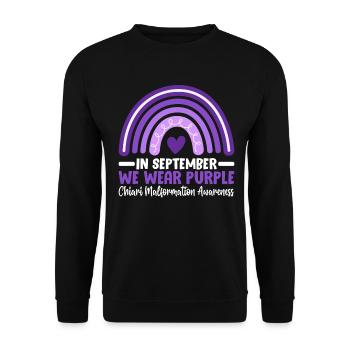 Chiari Malformation Purple Ribbon Cerebellum ACM - Unisex Sweatshirt - black - Front - Alina (178cm) & Michal (187cm)