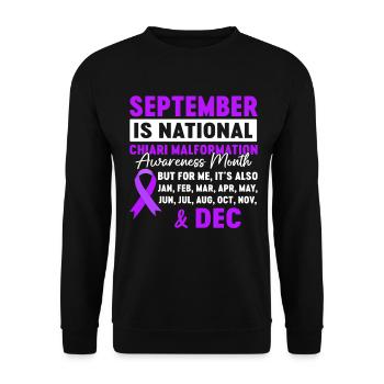 Chiari Malformation Awareness Month Purple Chiari - Unisex Sweatshirt - black - Front - Alina (178cm) & Michal (187cm)