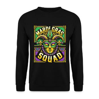 Mardi Gras Squad Maske Karneval Feier - Unisex Pullover - Schwarz - Vorne - Alina (178cm) & Michal (187cm)