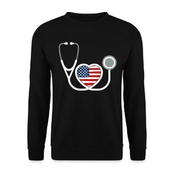 Correctional Nurse USA Flag Jail Nursing - Unisex Sweatshirt - black - Front - Alina (178cm) & Michal (187cm)