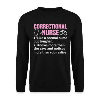 Justizvollzugskrankenschwester Lustige Definition Krankenpflege - Unisex Pullover - Schwarz - Vorne - Alina (178cm) & Michal (187cm)