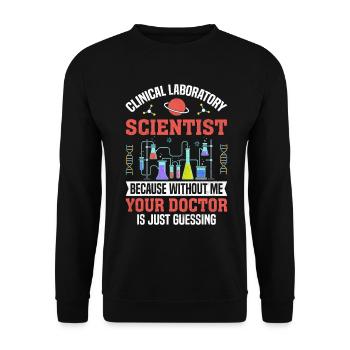 Scientifique de laboratoire clinique MLS Lab Funny - Sweat-shirt Unisexe - noir - Devant - Alina (178cm) & Michal (187cm)