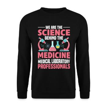 Die Wissenschaft Hinter Der Medizin Lustig Medizinisch - Unisex Pullover - Schwarz - Vorne - Alina (178cm) & Michal (187cm)