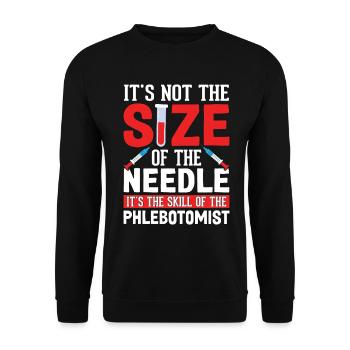 It's Not The Size Of The Needle Funny - Unisex Sweatshirt - black - Front - Alina (178cm) & Michal (187cm)