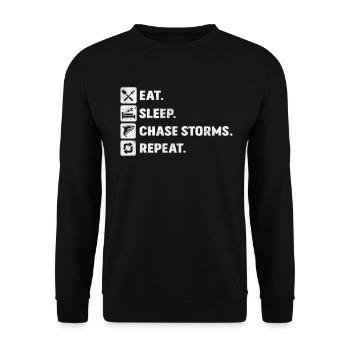 Eat Sleep Chase Storms Repeat Funny Meteorology - Unisex Sweatshirt - black - Front - Alina (178cm) & Michal (187cm)