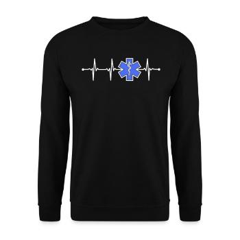Rettungssanitäter, Heartbeat, Ersthelfer, Sanitäter - Unisex Pullover - Schwarz - Vorne - Alina (178cm) & Michal (187cm)