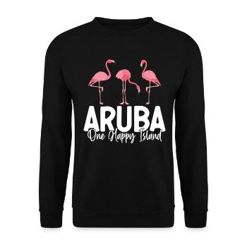 Aruba One Happy Island Dutch Caribbean Dushi Bida - Unisex Sweatshirt - black - Front - Alina (178cm) & Michal (187cm)