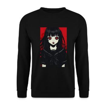 Horror Anime Manga Japan Japanese Creepy Kawaii - Unisex Sweatshirt - black - Front - Alina (178cm) & Michal (187cm)
