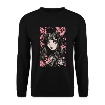 Horror Anime Manga Japan Japanese Creepy Kawaii - Unisex Sweatshirt - black - Front - Alina (178cm) & Michal (187cm)