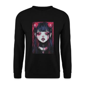Horror Anime Manga Japan Japanese Creepy Kawaii - Unisex Sweatshirt - black - Front - Alina (178cm) & Michal (187cm)