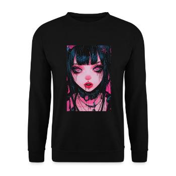 Horror Anime Manga Japan Japanese Creepy Kawaii - Unisex Sweatshirt - black - Front - Alina (178cm) & Michal (187cm)