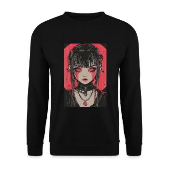 Horror Anime Manga Japan Japanese Creepy Kawaii - Unisex Sweatshirt - black - Front - Alina (178cm) & Michal (187cm)