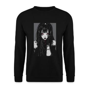 Horror Anime Manga Japan Japanese Creepy Kawaii - Unisex Sweatshirt - black - Front - Alina (178cm) & Michal (187cm)
