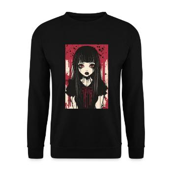 Horror Anime Manga Japan Japanese Creepy Kawaii - Unisex Sweatshirt - black - Front - Alina (178cm) & Michal (187cm)