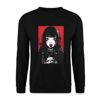 Horror Anime Manga Japan Japanese Creepy Kawaii - Unisex Sweatshirt - black - Front - Alina (178cm) & Michal (187cm)