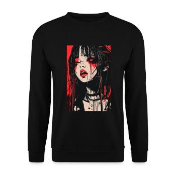 Horror Anime Manga Japan Japanese Creepy Kawaii - Unisex Sweatshirt - black - Front - Alina (178cm) & Michal (187cm)