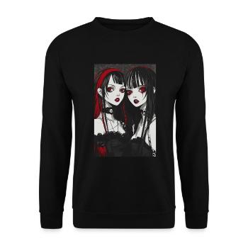 Horror Anime Manga Japan Japanese Creepy Kawaii - Unisex Sweatshirt - black - Front - Alina (178cm) & Michal (187cm)
