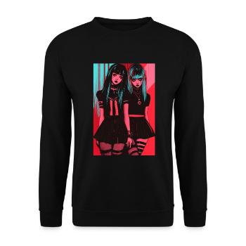 Horror Anime Manga Japan Japanese Creepy Kawaii - Unisex Sweatshirt - black - Front - Alina (178cm) & Michal (187cm)