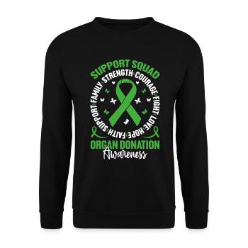 Support Squad Organ Donation Green Ribbon Kidney - Unisex Sweatshirt - black - Front - Alina (178cm) & Michal (187cm)