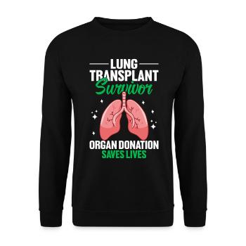 Lung Transplant Survivor White Ribbon Pulmonary - Unisex Sweatshirt - black - Front - Alina (178cm) & Michal (187cm)