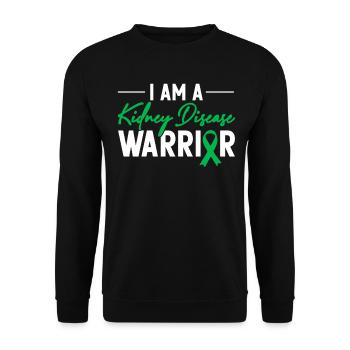 I Am A Kidney Disease Warrior Green Ribbon Kidney - Unisex Sweatshirt - black - Front - Alina (178cm) & Michal (187cm)