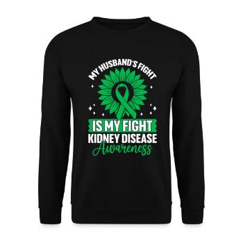 Le combat de mon mari est mon combat Green Ribbon Kidney - Sweat-shirt Unisexe - noir - Devant - Alina (178cm) & Michal (187cm)