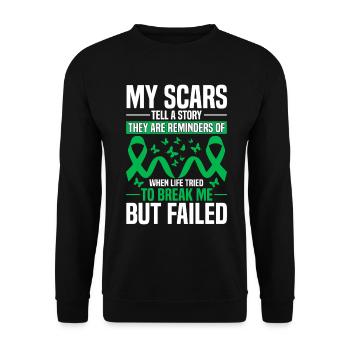 Mes cicatrices racontent une histoire Green Ribbon Kidney Disease - Sweat-shirt Unisexe - noir - Devant - Alina (178cm) & Michal (187cm)