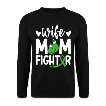 Wife Mom Fighter Green Ribbon Kidney Cancer - Unisex Sweatshirt - black - Front - Alina (178cm) & Michal (187cm)