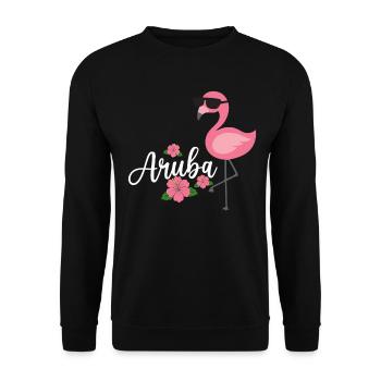 Aruba Bonaire Curacao Funny Flamingo Beach dutch - Unisex Sweatshirt - black - Front - Alina (178cm) & Michal (187cm)