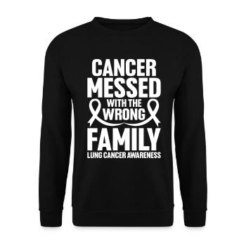 Le cancer a joué avec la mauvaise famille Ruban blanc - Sweat-shirt Unisexe - noir - Devant - Alina (178cm) & Michal (187cm)