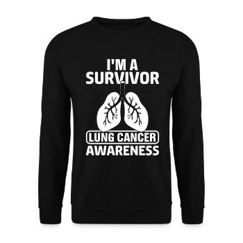 Survivant du cancer du poumon Ruban blanc Poumon pulmonaire - Sweat-shirt Unisexe - noir - Devant - Alina (178cm) & Michal (187cm)