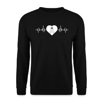 Cancer du poumon Battement de cœur drôle Ruban blanc Poumon - Sweat-shirt Unisexe - noir - Devant - Alina (178cm) & Michal (187cm)